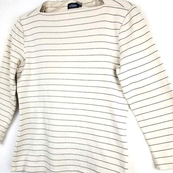 Kate Spade Saturday Ivory Striped Cotton Top Sz S - Picture 3 of 11